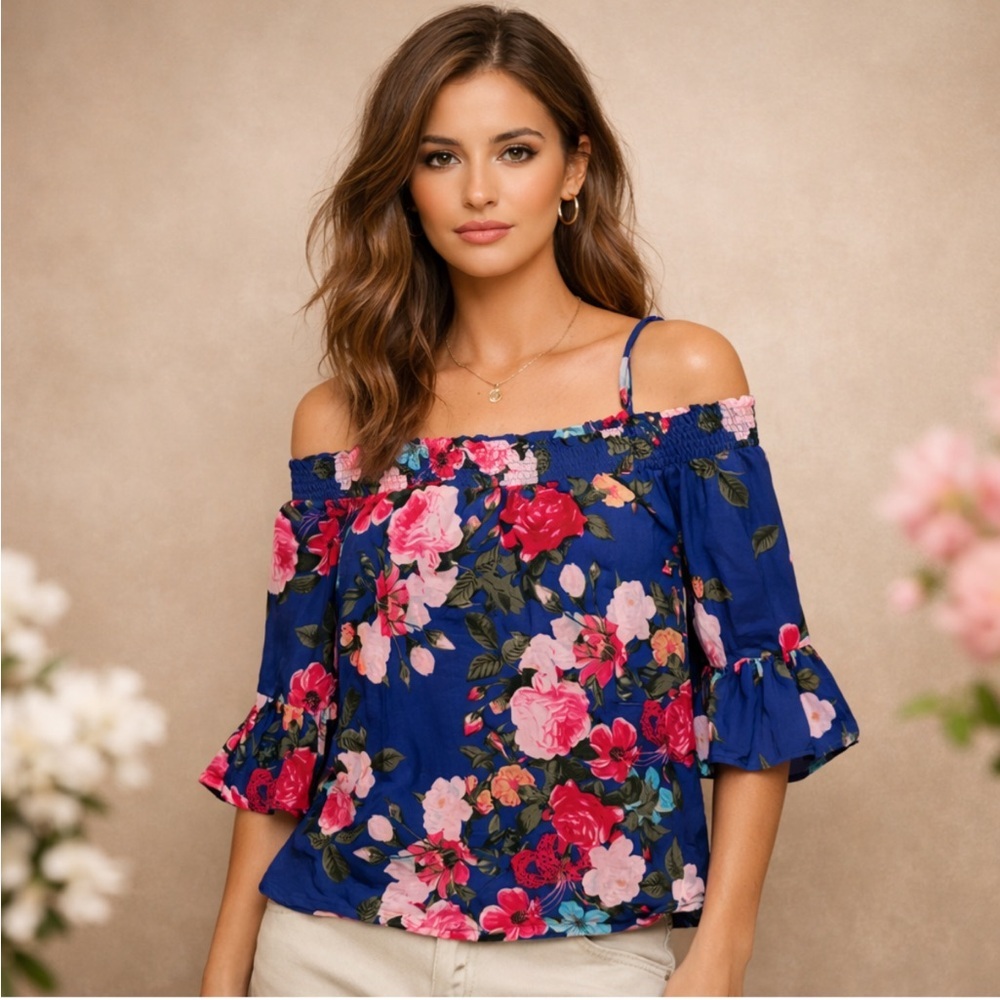 INC International Concepts Romantic Floral Off-Shoulder Blouse – Women’s PL